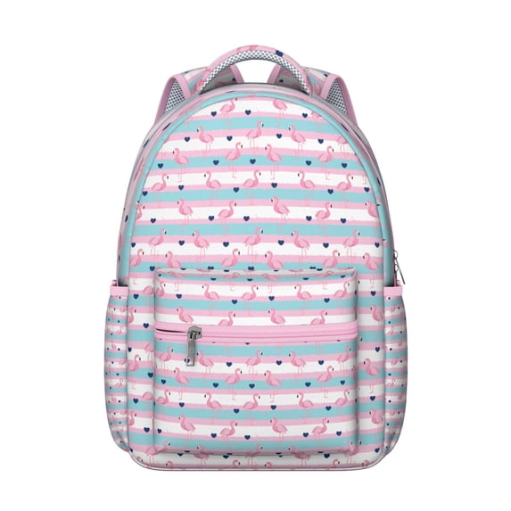 Tropical Flamingo School Backpack - Padded 17 Inch Laptop Compartment, Multiple Zippered Pockets for High School Essentials, Fashionable Bookbag