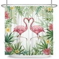 thumbnail image 1 of Tropical Flamingo Shower Curtain Pink Bird Bathroom Curtain Modern Green Leaf Flower Floral Plant Animals Shower Curtain Set with Hooks for Bathroom, 72" Wx72 L, Pink Green, 1 of 6