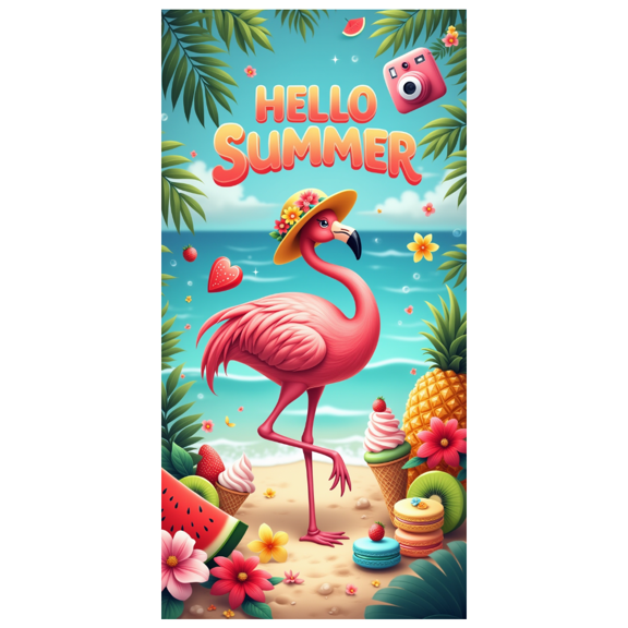 Tropical Flamingo Summer Beach Banner Ice Cream Floral Paradise for Party Decoration Kids Event Summer Gathering