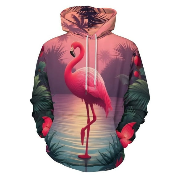 Tropical Flamingo Sunset-5 3D Print Hoodie Men Women Autumn Thin Pullover Sweatshirt Vintage Streetwear Tops