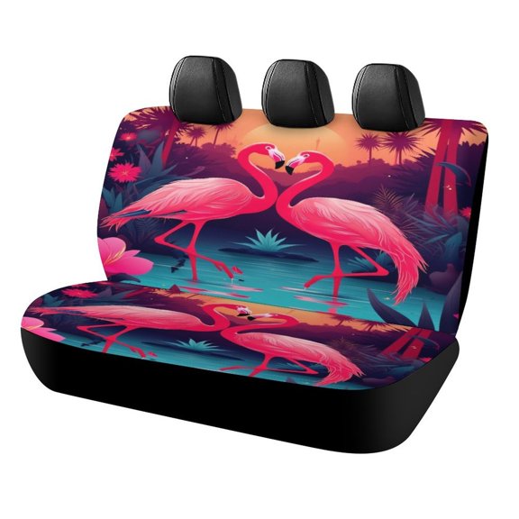Tropical Flamingo Sunset Car Rear Seat Cover, Suitable for Automobiles SUV、 General Motors Back Seat Protectors for Cars, Trucks
