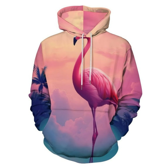 Tropical Flamingo Sunset Vibes(1)-2 Men's Women Vintage 3D Hooded Sweatshirt - All-Season Loose Fit Streetwear