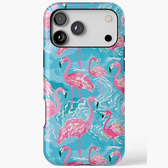 Tropical Flamingo Water Pattern for iPhone Case 11 through 17 Pro Max