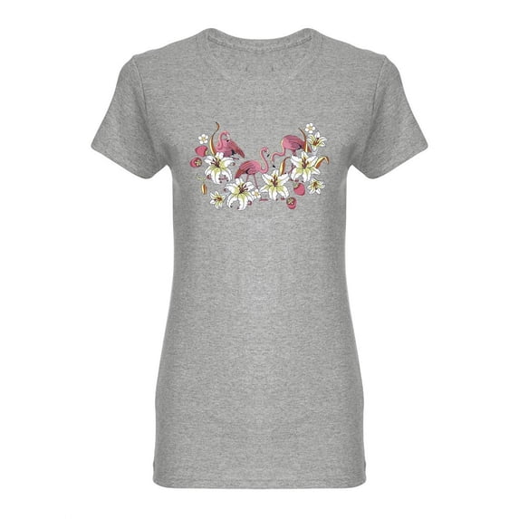 Tropical Flamingo With Flowers Shaped T-Shirt Women -Image by Shutterstock, Female Small