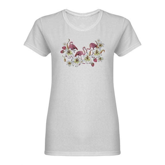 Tropical Flamingo With Flowers Shaped Tee Women's -Image by Shutterstock