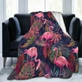 thumbnail image 1 of Tropical Flamingos with Palm Leaves Throw Blanket Ultra Soft Warm All Season Decorative Fleece Blankets for Bed Chair Car Sofa Couch Bedroom 50"X40", 1 of 6