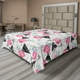 thumbnail image 1 of Ambesonne Tropical Flat Bedding Sheet Soft Top Sheet, Triangle Pineapple Plot, Full, Charcoal Grey and Hot Pink, 1 of 1