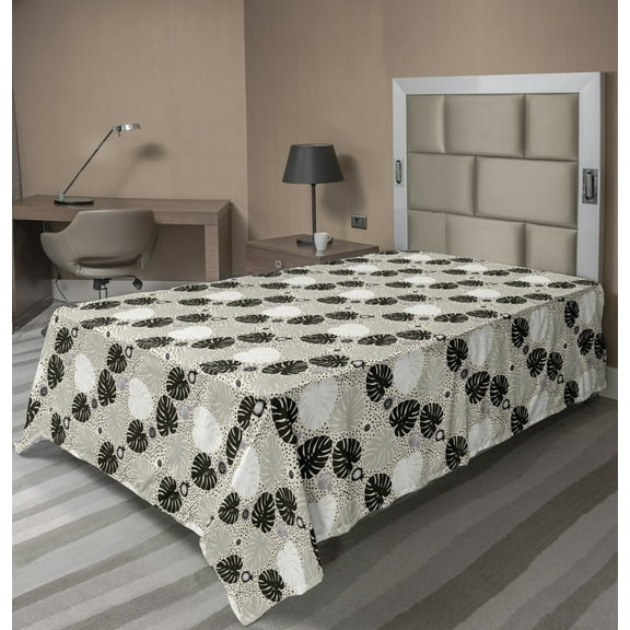 Ambesonne Tropical Flat Sheet, Hawaii Flora Monsteras, Twin Size, Multicolor