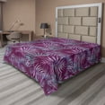 thumbnail image 1 of Ambesonne Tropical Flat Bedding Sheet Soft Top Sheet, Vintage Palm Leaves Plot, King, Cadet Blue and Pale Purple, 1 of 1