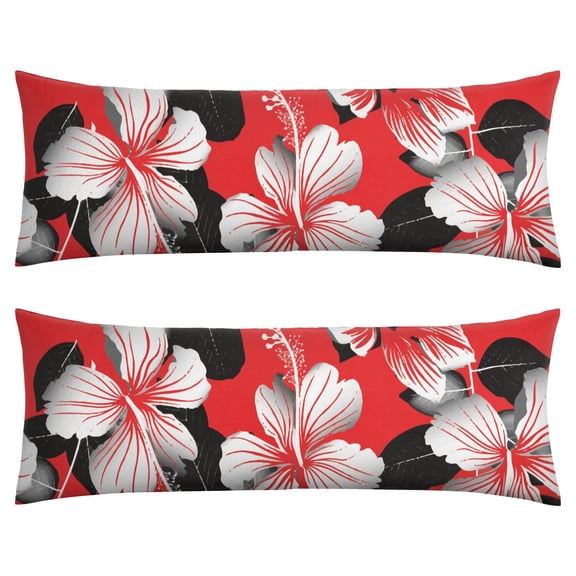 Tropical Floral Body Pillow Cover 20x54 - Soft Full-Length Pillowcase with Invisible Zipper, Breathable & Machine Washable - Exotic Floral Design