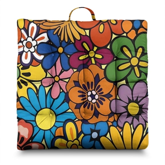 Tropical Floral Cushion 22x22 Inch Meditation Pillow, Tropical Flower & Leaves, Lightweight for Balcony Relaxation