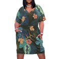 thumbnail image 1 of Tropical Floral Dark Seamless Pattern Women's Summer Short Sleeve Casual Dresses Party Dress, 1 of 5