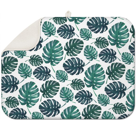 Tropical Floral Dish Drying Mat Super Absorbent Microfiber Kitchen Counter Mat 18x24 Inch Foldable Heat Resistant