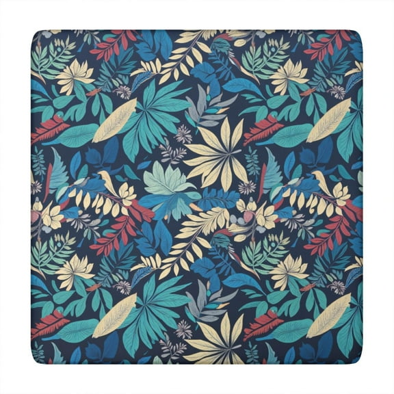 Tropical Floral Elastic Fitted Tablecloth - Snug Fit Square Table Cover with Windproof Design for Outdoor Picnic, Beach & Resort Use (Machine Washable)
