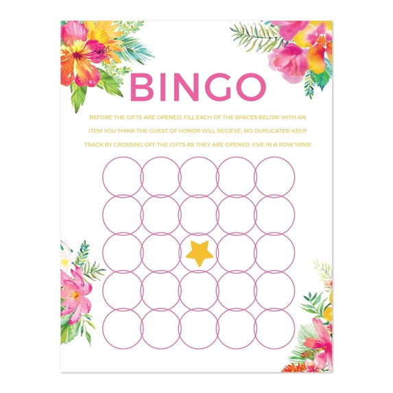 Koyal Wholesale Tropical Floral Garden Party Baby Shower, Baby Bingo Game Cards – 20-Pack