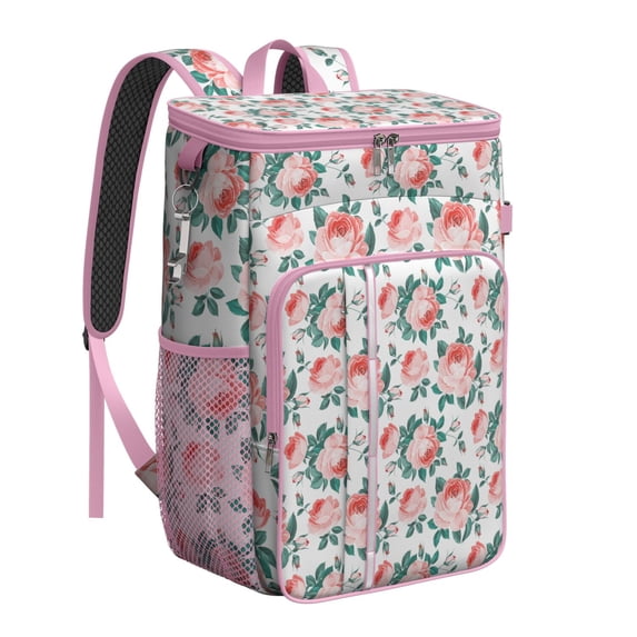 Tropical Floral Insulated Cooler Bag - 20L Soft Cooler with Multiple Pockets, Ideal for Families and Travelers