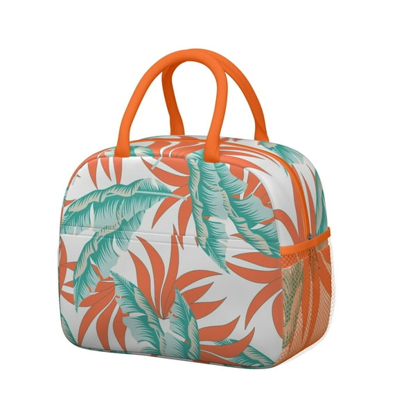 Tropical Floral Insulated Lunch Bag - Leakproof & Easy to Clean, Colorful Exotic Design for Office, School, or Beach