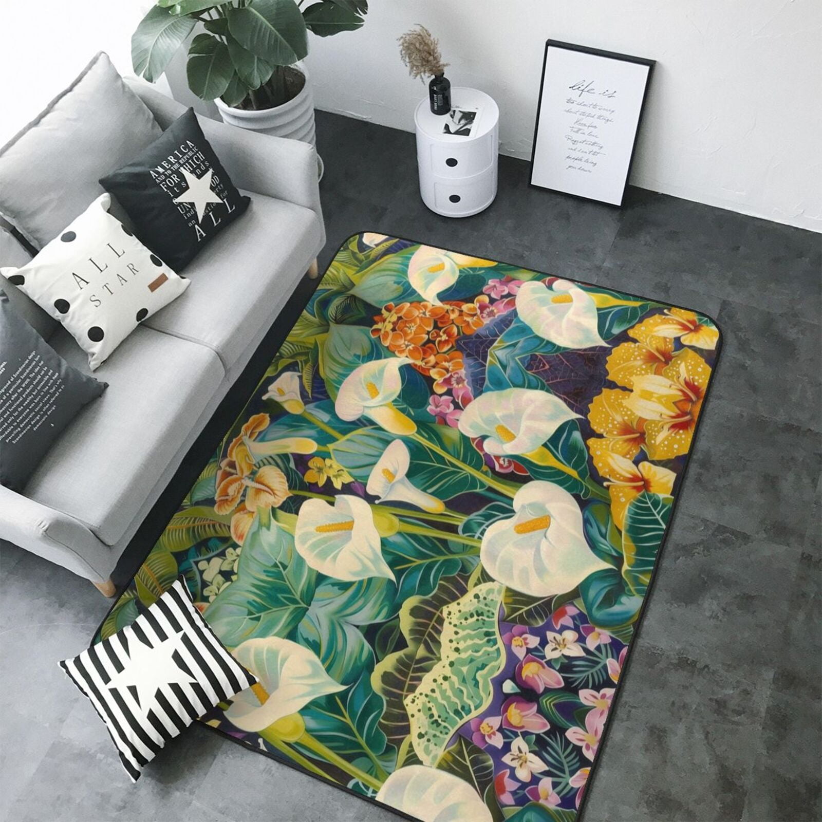 Tropical Floral Jungle Area Rugs for Living Room Bedroom, 5x7 Soft ...