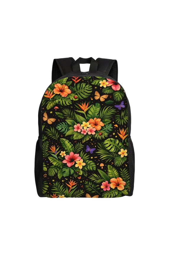 Tropical Floral Jungle Backpack Large Capacity Laptop Bag for Men and Women