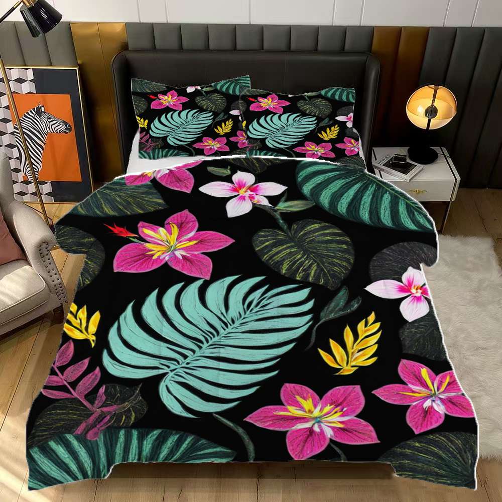 Picture of Tropical Floral Jungle Print Comforter Set Full Size Bedding Set For ...