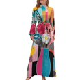 thumbnail image 1 of Tropical Floral Jungle Women's Long Dress Long Sleeves Dress Vintage Dresses Party Maxi Dress High Waist Dress, 1 of 4