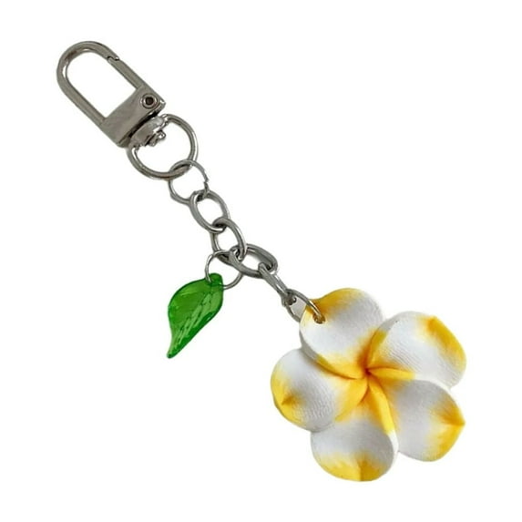 Tropical Floral Key Holder Colorful Bag Charm Frangipani Keychain Accessory