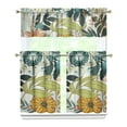thumbnail image 1 of Tropical Floral Kitchen Curtains Set, 3 Piece Rod Pocket Tier and Valance Set, Exotic Floral Kitchen Window Curtains for Dining Rooms, 1 of 6