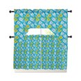 thumbnail image 1 of Tropical Floral Kitchen Curtains Set for Windows 3 Piece Cafe Curtains 36 Inch Length Swag Curtains Valances and Tier Set Summer Monstera Leaves Boho Watercolor Blue Drapes for Bedroom Bathroom, 1 of 6