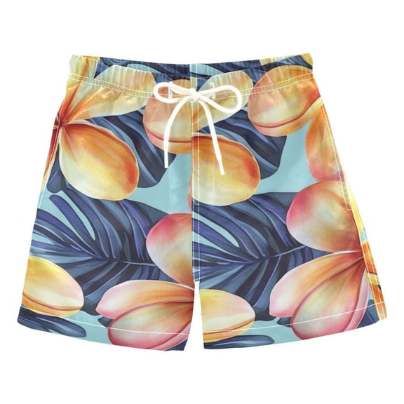 Tropical Floral Pattern Boys Swim Trunks Quick Dry Boy Swim Shorts for 3-14 Years