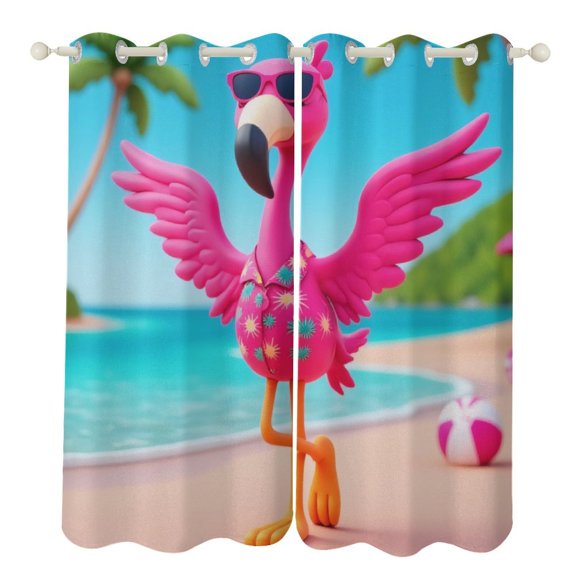 Tropical Floral Print 2 Panels 3D Printing Pattern Curtain for Bedroom Living Room Kitchen Window Decoration Home