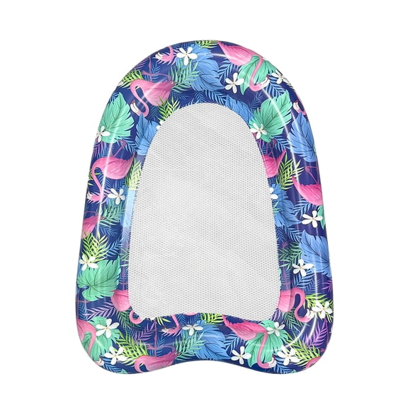 Tropical Floral Print Mesh Inflatable Pool Float, Thickened PVC Lounge Inflatable Water Floating Lounge Chair (Flamingo)