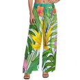 thumbnail image 1 of Tropical Floral Print Pants High Waist Hibiscus Blossom Casual Trousers Streetwear Print Wide Pants, 1 of 2