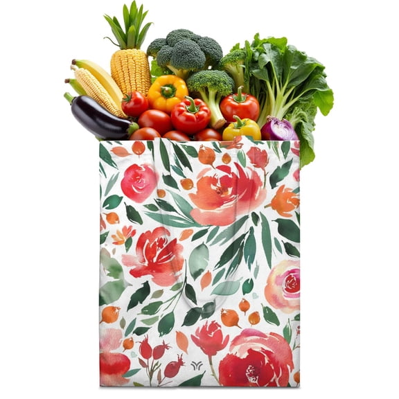 Tropical Floral Reusable Shopping Bag - Large Capacity & Eco-Friendly Grocery Tote for Daily Use
