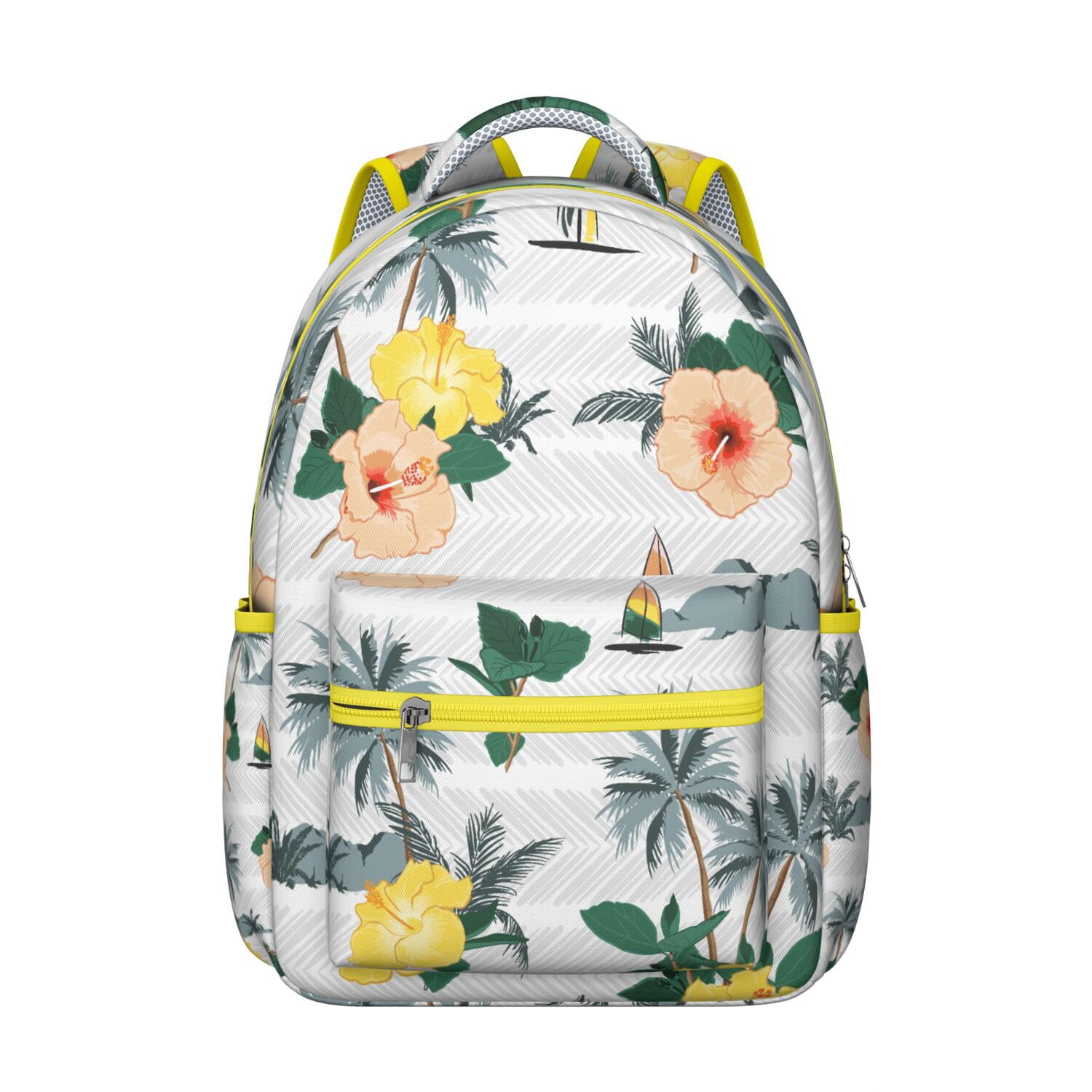 Tropical Floral School Backpack Jungle Leaves and Hawaiian Print Design ...