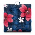 thumbnail image 1 of Tropical Floral Seat Cushion&nbsp;– 22x22 Inch Floor Pillow, Dutch Velvet, Hawaiian-Inspired Bougainvillea & Ferns (Vibrant & Fresh), 1 of 3