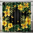 Tropical Floral Shower Curtain with Yellow Plumeria and Flowers on