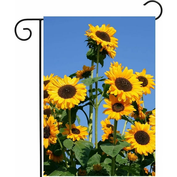 Tropical Floral Sunflowers Flowers Blue Sky Spring Summer Plants Field Garden Yard Flag 12 x 18 Inch, Double Sided Outdoor Decorative Welcome flags Banners for Home House Lawn Patio