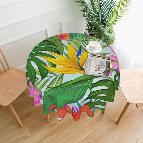Tropical Floral Tablecloth Night Garden Print Outdoor Round Table Cover Funny Graphic Table Cloth For Living Room Dining