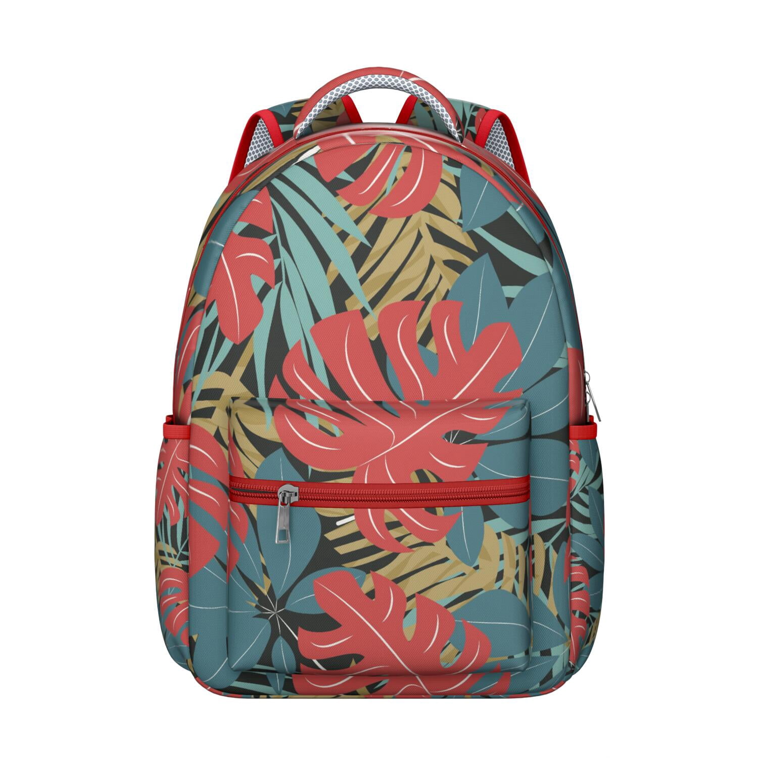 Tropical Floral Waterproof Laptop Backpack, Ergonomic Design 