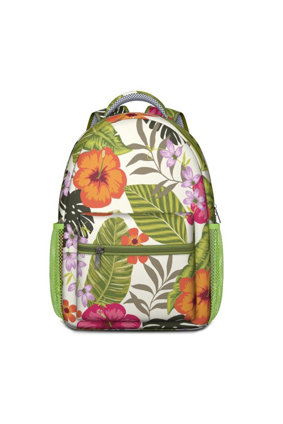 Tropical Floral Waterproof School Backpack with Ergonomic Spinal Support for Teens & College Students