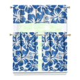 thumbnail image 1 of Tropical Floral Window Treatment Panels - 3 PC Kitchen Curtain Set with Valance (Semi-Sheer, Rod Pocket, Machine Washable), 1 of 5