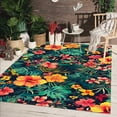 thumbnail image 1 of Tropical Florals Leaves Print Pattern Outdoor Rug For Deck Porch Patio Balcony Waterproof Washable Outside Area Rugs In Camping Backyard Garden Visual Vibrant Modern Carpet 5x6ft, 1 of 6