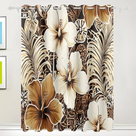 Tropical Flower Design Blackout Curtains for Living Room Bedroom 55W x 72/84L Insulated Window Drapes 2 Panels