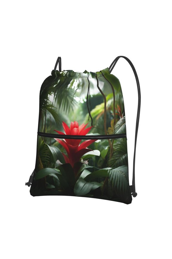 Tropical Flower Drawstring Backpack Water Resistant String Bag Sports Sackpack Gym Sack For Men Women