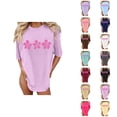 thumbnail image 1 of Tropical Flower Graphic Tees for Women 2026 Summer Casual Short Sleeve Crewneck Oversized Beach Vacation T Shirts, 1 of 4