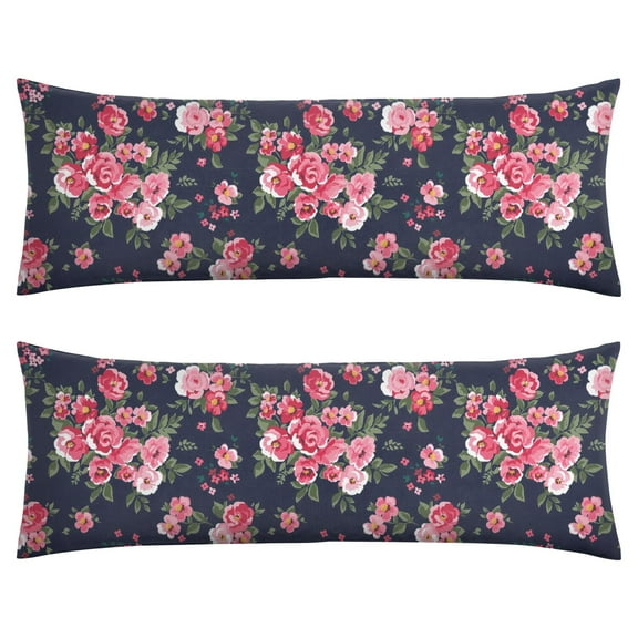 Tropical Flower Leaves Illustration Body Pillow Cover 20x54 - Floral Hummingbird Long Pillow Case with Zipper - Soft Breathable Maternity Pillowcase - Full Body Pillow Protector - Bed Pillow Cover