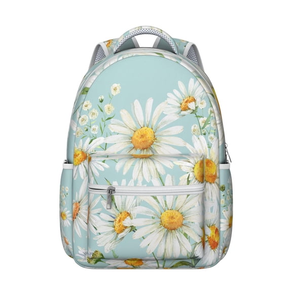 Tropical Flower and Leaves Students’s Backpack Lightweight Adjustable Strap Backpack with Rustic Boho Floral Print, Ideal for School, Sports, and Camping
