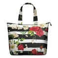 thumbnail image 1 of Tropical Flower Leaves Travel Duffel Boho Botanical Print Weekender Bag, Lightweight, , Multiple Pockets, 1 of 5