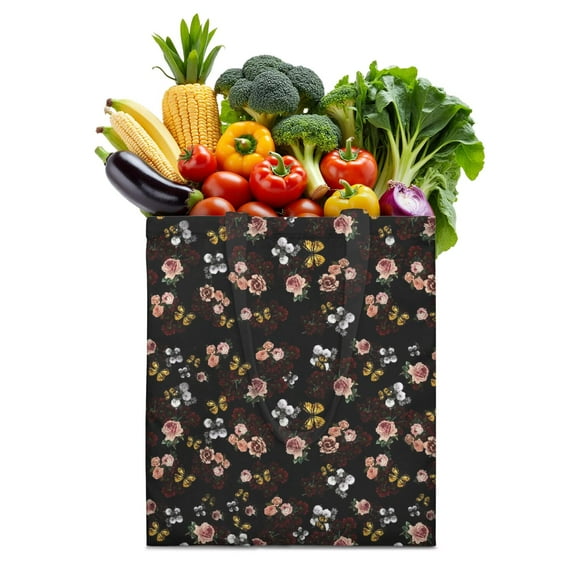 Tropical Flower Print Canvas Tote Bag – Eco-Friendly, Boho Reusable Bag