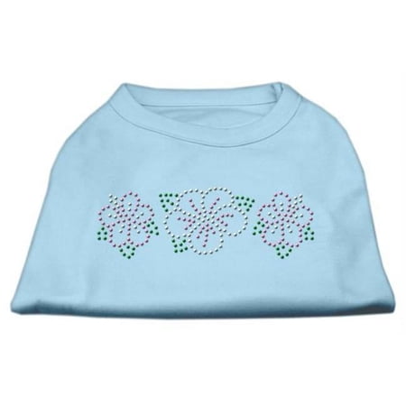 Tropical Flower Rhinestone Shirts Baby Blue L - 14